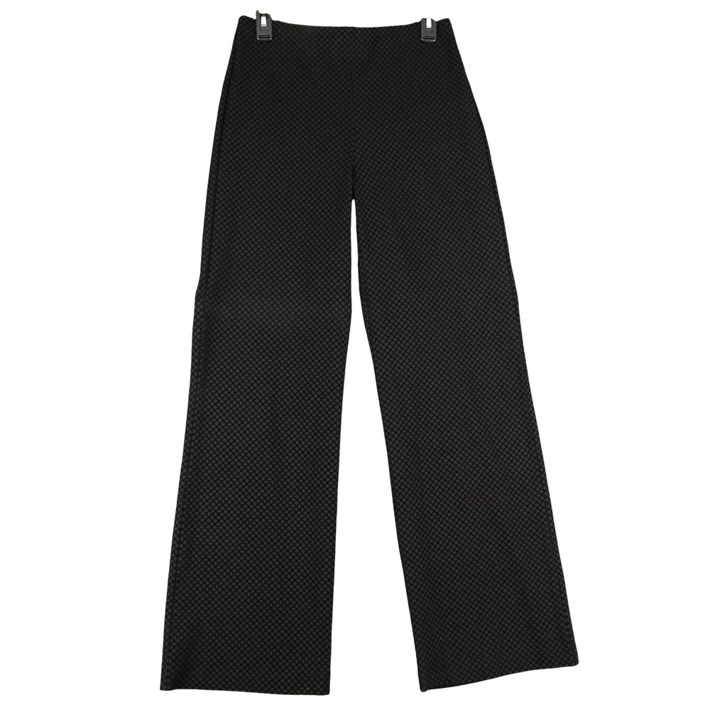 Rachel Zoeโ Womens S Black Textured Wide Leg Pull On Dress Pants Nylon